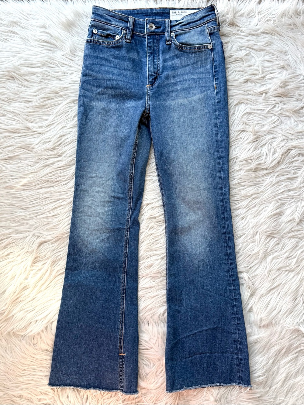 Rag & Bone Bella Bootcut Ankle Crop Split Raw Hem Flare Stretch Denim Jeans 24